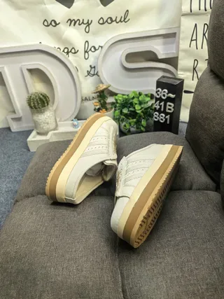 Adidas Beige Brown Laceless Slip-On Perforated Three-Stripe Panel Lifestyle Sneakers 6