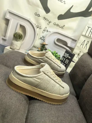 Adidas Beige Brown Laceless Slip-On Perforated Three-Stripe Panel Lifestyle Sneakers 9