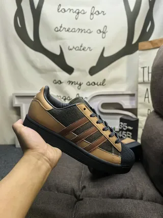 Adidas Beige Brown Shell-Toe Three-Stripe Lifestyle Sneakers 5
