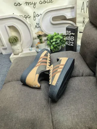 Adidas Beige Brown Shell-Toe Three-Stripe Lifestyle Sneakers 6