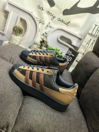 Adidas Beige Brown Shell-Toe Three-Stripe Lifestyle Sneakers 7