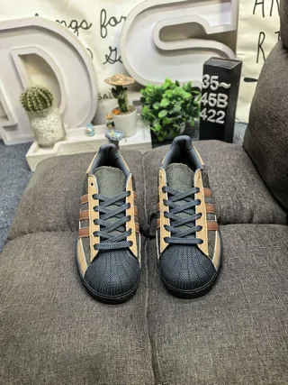 Adidas Beige Brown Shell-Toe Three-Stripe Lifestyle Sneakers 10