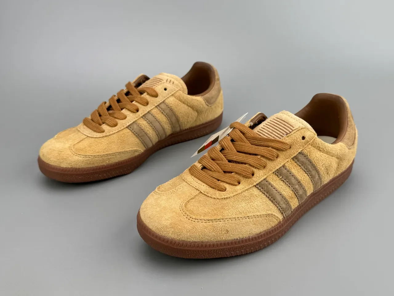 Adidas Beige Brown Suede Upper Three-Stripe Side Panel Lifestyle Sneakers 3