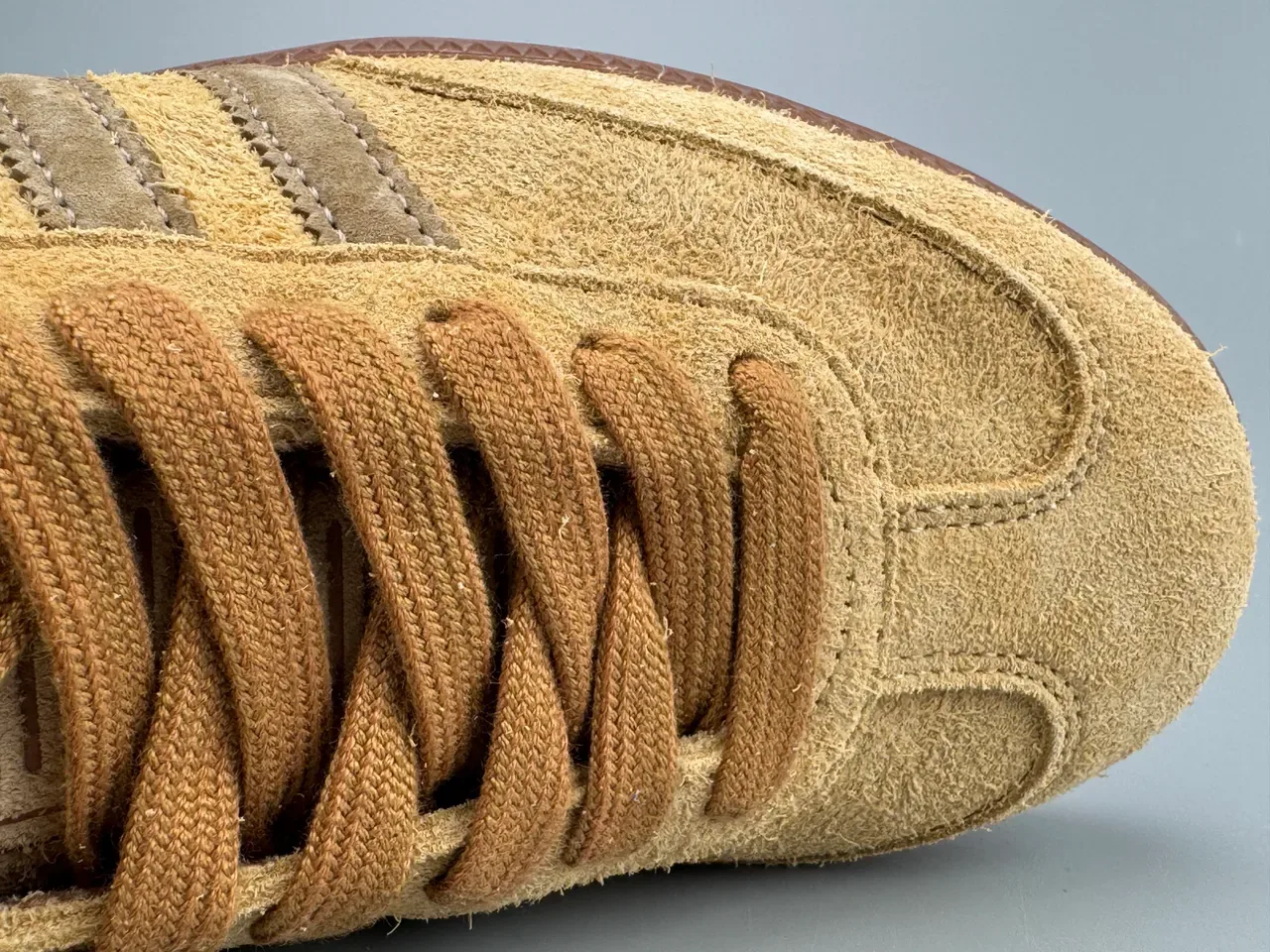 Adidas Beige Brown Suede Upper Three-Stripe Side Panel Lifestyle Sneakers 8