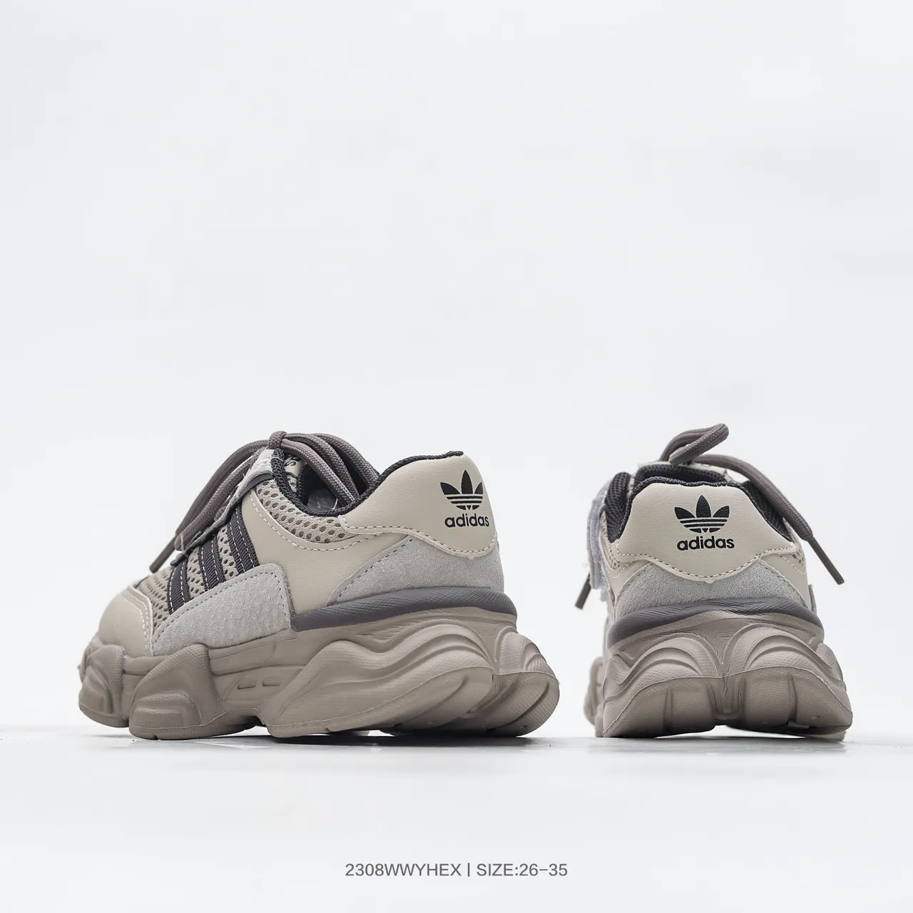 Adidas Beige Navy Sculpted Sole Mixed Mesh And Suede Upper Chunky Sneakers 8