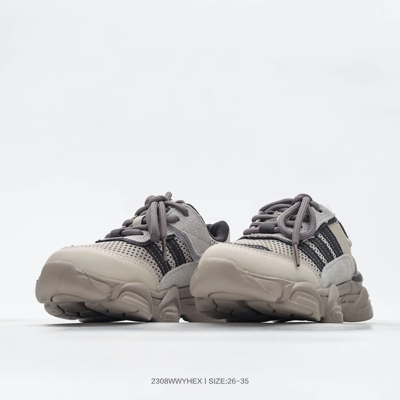 Adidas Beige Navy Sculpted Sole Mixed Mesh And Suede Upper Chunky Sneakers 11
