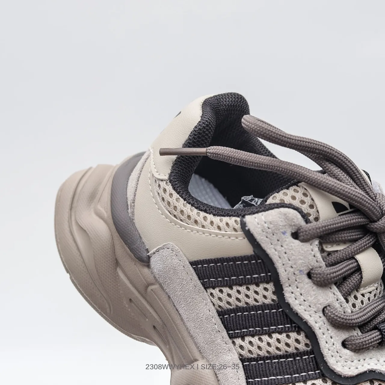 Adidas Beige Navy Sculpted Sole Mixed Mesh And Suede Upper Chunky Sneakers 13