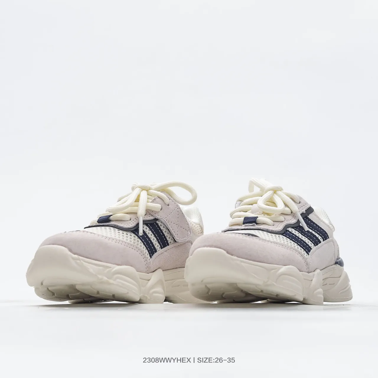 Adidas Beige Navy Sculpted Sole Mixed Mesh And Suede Upper Chunky Sneakers 16