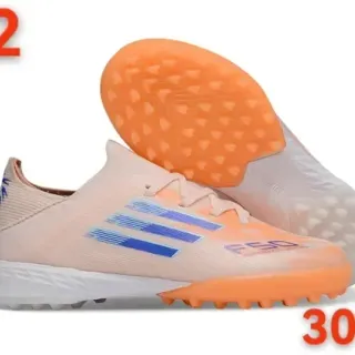 Adidas Beige Naranja Upper de Tejido con Tres Rayas Zapatillas de Fútbol para Césped Artificial
