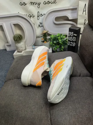 Adidas Beige Orange Thick Lightstrike Pro Midsole Engineered Mesh Upper Lifestyle Sneakers 6