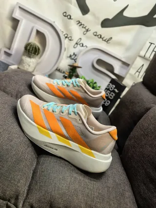 Adidas Beige Orange Thick Lightstrike Pro Midsole Engineered Mesh Upper Lifestyle Sneakers 7