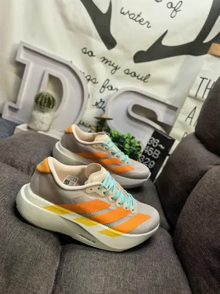 Adidas Beige Orange Thick Lightstrike Pro Midsole Engineered Mesh Upper Lifestyle Sneakers 9