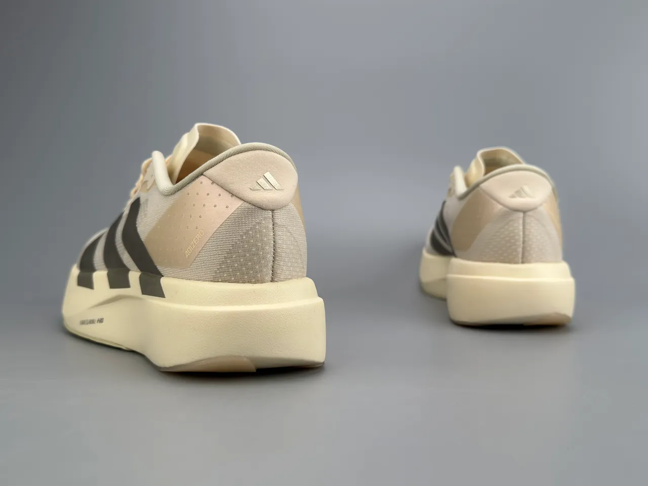 Adidas Beige Silver Lightweight Mesh Upper Metallic Three Stripes Running Shoes 6