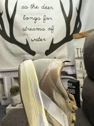 Adidas Beige White Low-Profile Mesh-and-Synthetic Upper Running Shoes 3