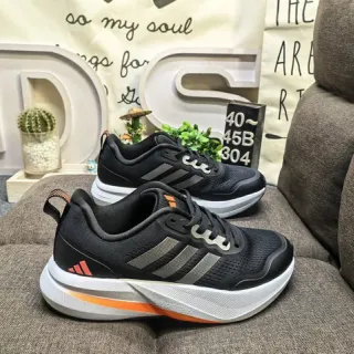 Adidas Black and Orange Mesh Running Sneakers