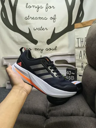 Adidas Black and Orange Mesh Running Sneakers 5