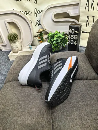 Adidas Black and Orange Mesh Running Sneakers 6