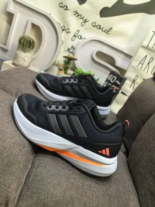 Adidas Black and Orange Mesh Running Sneakers 7