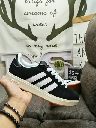 Adidas Black and White Three-Stripe Lifestyle Sneakers 5