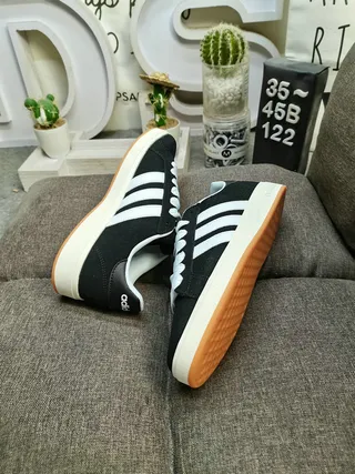 Adidas Black and White Three-Stripe Lifestyle Sneakers 6