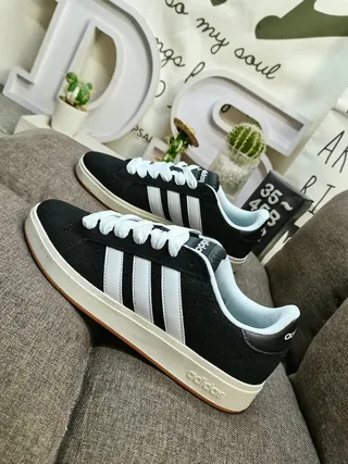 Adidas Black and White Three-Stripe Lifestyle Sneakers 7