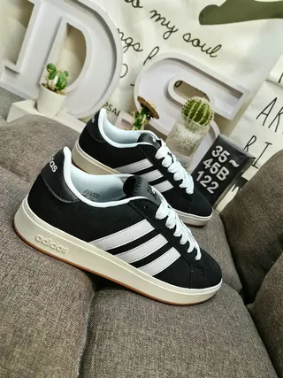 Adidas Black and White Three-Stripe Lifestyle Sneakers 9