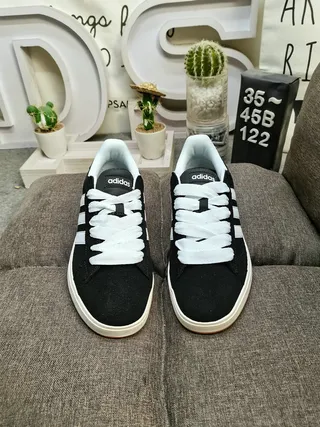 Adidas Black and White Three-Stripe Lifestyle Sneakers 10