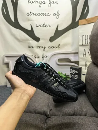 Adidas Black Blue Leather Upper Three-Stripe Side Panel Lifestyle Sneakers 5