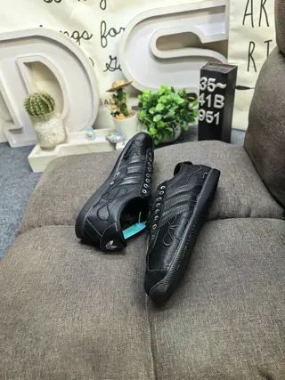 Adidas Black Blue Leather Upper Three-Stripe Side Panel Lifestyle Sneakers 6