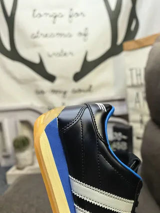 Adidas Black Blue Low-Top Leather Upper Lifestyle Sneakers 3
