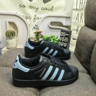 Adidas Black Blue Shell-Toe Three-Stripe Side Panel Lifestyle Sneakers
