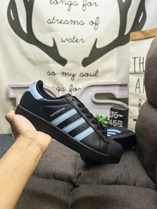 Adidas Black Blue Shell-Toe Three-Stripe Side Panel Lifestyle Sneakers 5