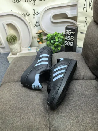 Adidas Black Blue Shell-Toe Three-Stripe Side Panel Lifestyle Sneakers 6