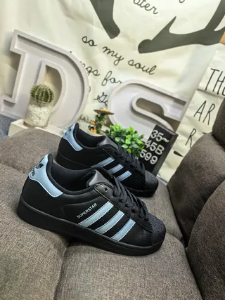 Adidas Black Blue Shell-Toe Three-Stripe Side Panel Lifestyle Sneakers 9