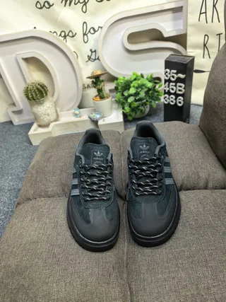 Adidas Black Gray Suede Upper Three-Stripe Side Panel Lifestyle Sneakers 10