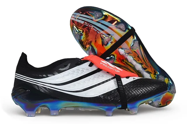 Adidas Black Multicolor Laceless Strap Closure Iridescent Holographic Heel Firm-Ground Soccer Shoes 1