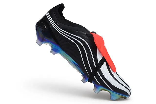 Adidas Black Multicolor Laceless Strap Closure Iridescent Holographic Heel Firm-Ground Soccer Shoes 2