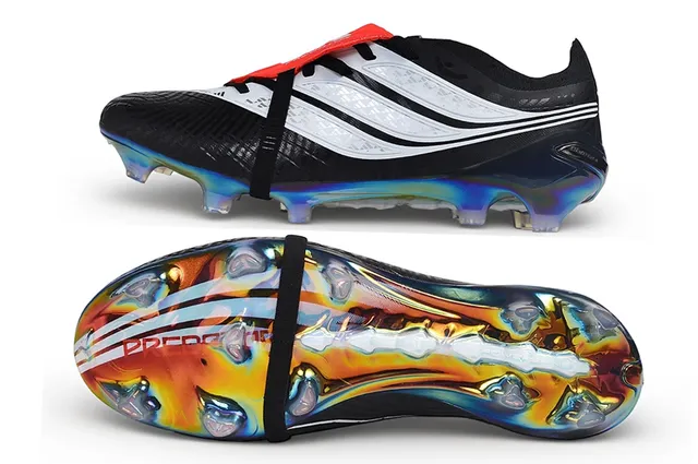 Adidas Black Multicolor Laceless Strap Closure Iridescent Holographic Heel Firm-Ground Soccer Shoes 6