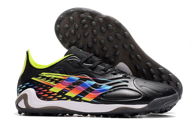Adidas Noir Multicolore Bas Coupe Tige Synthétique Lacets Asymétriques Chaussures de Football Gazon 1