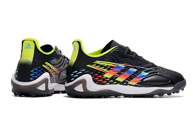 Adidas Noir Multicolore Bas Coupe Tige Synthétique Lacets Asymétriques Chaussures de Football Gazon 24