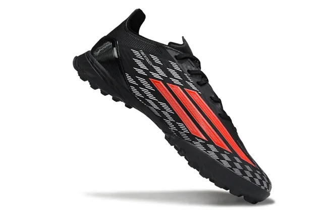 Adidas Black Red Low-Cut Synthetic Upper Asymmetric Lacing Artificial-Grass Soccer Shoes 2
