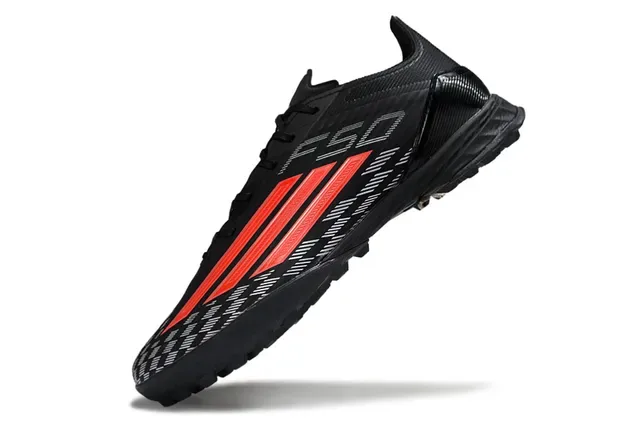 Adidas Black Red Low-Cut Synthetic Upper Asymmetric Lacing Artificial-Grass Soccer Shoes 3