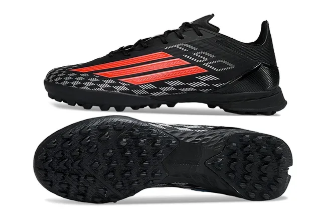 Adidas Black Red Low-Cut Synthetic Upper Asymmetric Lacing Artificial-Grass Soccer Shoes 6
