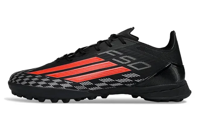 Adidas Black Red Low-Cut Synthetic Upper Asymmetric Lacing Artificial-Grass Soccer Shoes 7