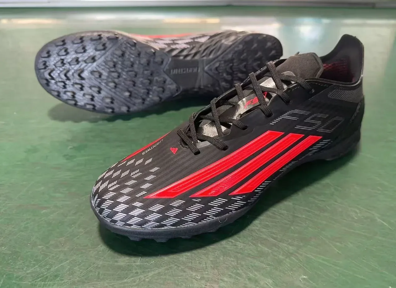 Adidas Black Red Low-Cut Synthetic Upper Asymmetric Lacing Artificial-Grass Soccer Shoes 8