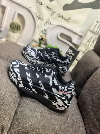 Adidas Black White Geometric Camo Print Chunky Sculpted Midsole Lifestyle Sneakers 7