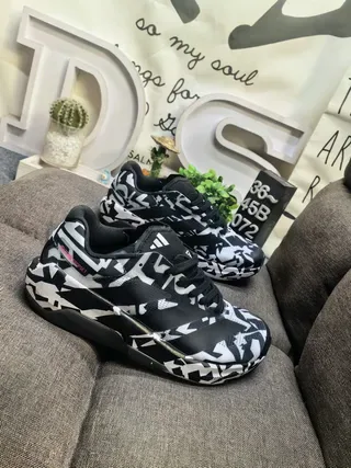Adidas Black White Geometric Camo Print Chunky Sculpted Midsole Lifestyle Sneakers 9