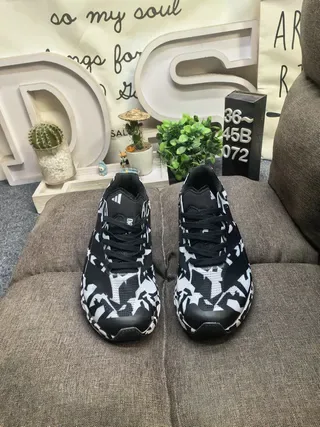 Adidas Black White Geometric Camo Print Chunky Sculpted Midsole Lifestyle Sneakers 10