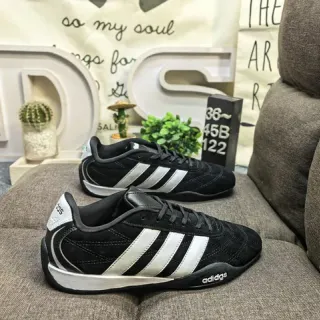 Adidas Black White Low-Top Suede-Textile Upper Lifestyle Sneakers