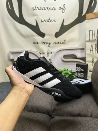 Adidas Black White Low-Top Suede-Textile Upper Lifestyle Sneakers 5